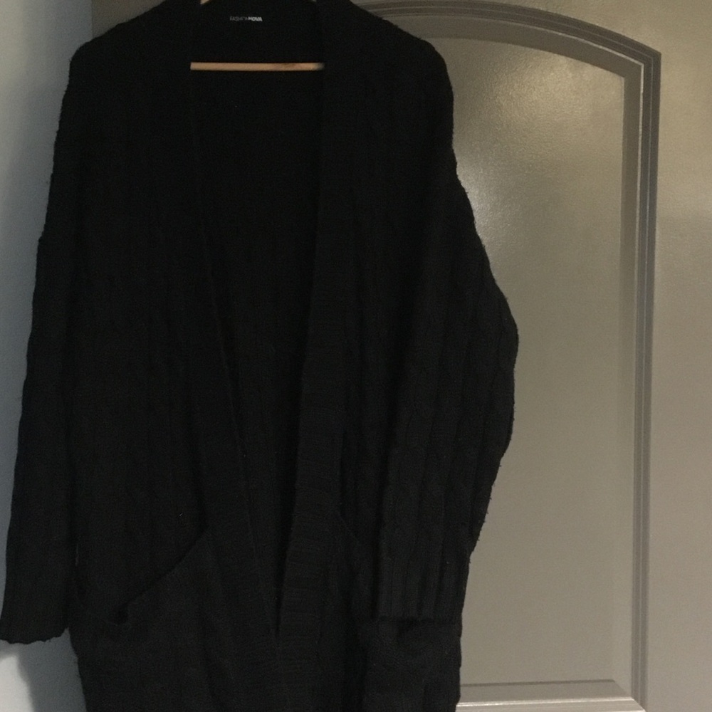 Black Cable Knit Cardigan